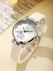 妈妈女士腕表首饰套装 - 可爱表盘腕表 + 字母项链 + LOVE 手链，温柔优雅的日常搭配，母亲节、情人节、新年理想礼物 - 白色 - 查看 4