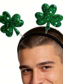 Women & Girls' St. Patrick's Day Glitter Shamrock Headband - Green - View 3