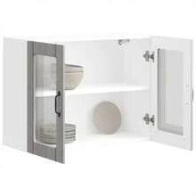 vidaXL Küchen-Hängeschrank Mit Glastür Lucca Grau Sonoma Holzwerkstoff - Grey - View 1