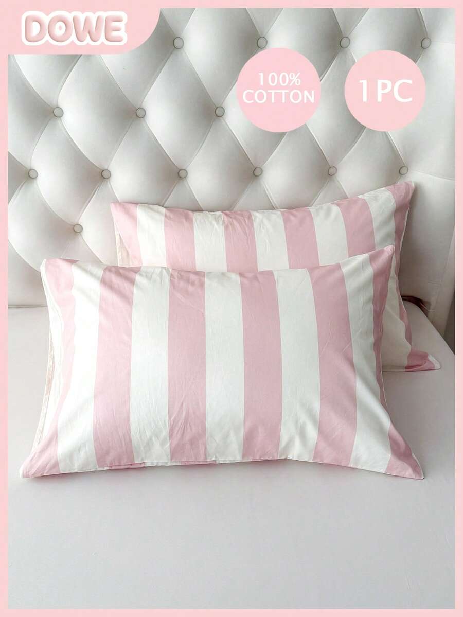 1个100%纯棉枕套，水洗棉枕套，天然纹理，柔软舒适，信封式枕套，适合男女宿舍、卧室床上用品、学校宿舍装饰，简约风格 - 彩色 - 查看 1