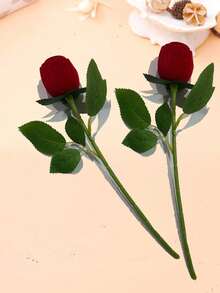 1pc Classic Rose Flower Ring Box - Plastic Material, Velvet Lining Inside - Fabric Lining - Snap Closure - Proposal & Confession Gift - Earring & Stud Design - No Power Needed - Jewelry Box , Makeup Room Decor - Multicolor - View 8