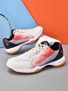 Men & Women Badminton Shoes, Carbon Board + Air Cushion Rubber Sole, Ultra-Light Breathable Non-Slip Durable, Professional Badminton Match & Training Shoes - Red and White - View 2