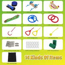 GCCSJ Warrior Obstacle Course For Kids,50FT Kids Obstacle Course With 12 Challenges – Heavy Duty Backyard Training Equipment For Ages 3+ | Includes Swings, Monkey Bars & Arm Trainers | 440LB Capacity Outdoor Play Set For Boys & Girls – Perfect For Garden, Park, Playground, Great Birthday Gift - 彩色 - 查看 2
