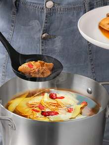 7/8 pezzi Set di utensili da cucina in silicone, include spatola cinese, spatola per wok, mestolo per zuppa, colino, spatola per frittura, pinza per pasta, pinze per insalata, dosatore per miele, disponibile nei colori rosso e nero - nero - Visualizzare 5