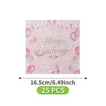 Pink & Silver Balloon "Happy Birthday" Disposable Plate, Napkin, Cup Set, Serves 8 Guests, Suitable For Birthday, Wedding, Party, Family Picnic - Multicolor - View 7