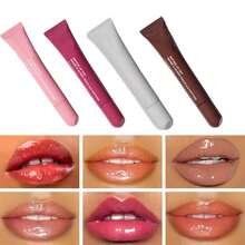 4 Pcs Peptide Lip Tint, Sheer Color And Hydrating Finish Clear Lip Oil, Long Lasting Hydrating Lip Gloss Tinted Lip Balm Non-Sticky Revitalizing, Transparent Lip Care Oil For Dry Lip, 3 Fl Oz,10ml - Strawberry - 查看 2