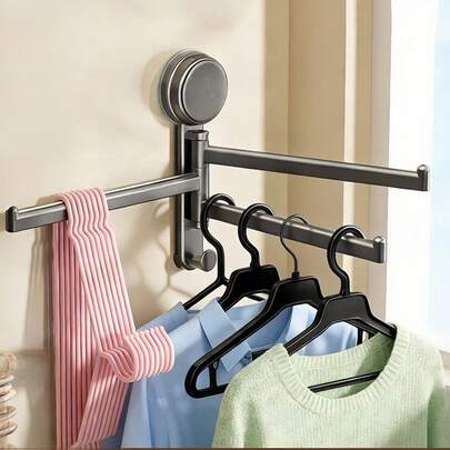 3-armiger drehbarer Handtuchhalter für das Badezimmer, drehbares Badezimmerregal, Saugnapf Handtuchstange, starker Klebeband-Halt, platzsparend, wandmontierter Küchenhandtuchhalter, geeignet für Badezimmer- und Küchenausstattung