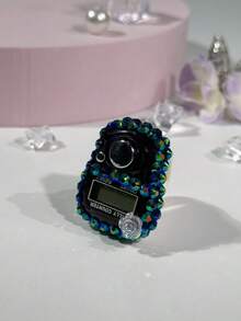 Contador de anillo electrónico de flor única con diamante de imitación personalizado, contador de dedos portátil, contador de botón manual, contador de mano mini, compacto y duradero, adecuado para contar oraciones de Ramadán, deportes, eventos empresariales, juegos de entretenimiento, pesca, regalos festivos, etc. - Multicolor - Ver 16