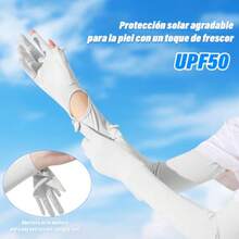 Guantes para Manejar Mujer UVRUISTLI Mangas para Brazos uv Hombre-Mujer UPF 50+Guantes Largos Mujer Guantes para Sol Mujer Muñeca y Brazo Ajustables Pantalla Táctil - NegrosGris - Ver 3