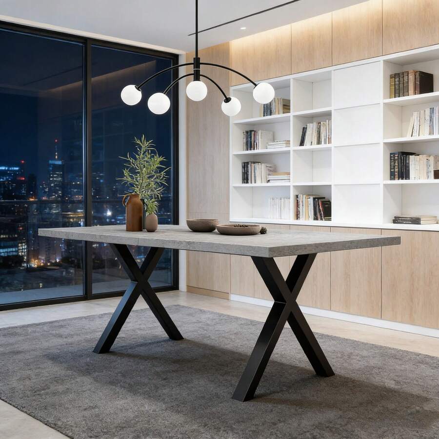 Dining Tables - Grey+Black + MDF - View 1