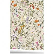 Forro de papel de contacto con diseño floral autoadhesivo para cajones papel decorativo para despegar y pegar papel tapiz floral para paredes muebles gabinetes mesa calcomanía de 17.7 x 117 - Multicolor - Ver 6
