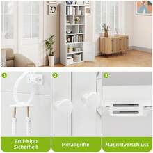 4-stöckiges Bücherregal mit Türen und Schrank, freistehendes Bücherregal mit offenen Fächern für Zuhause, Büro, Wohnzimmer und Schlafzimmer, Weiß, 60 x 30 x 159 cm - Weiss - Übersicht 7