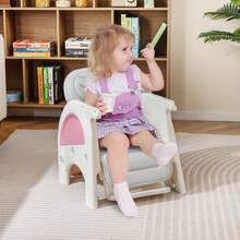 COSTWAY Convertible Baby High Chair, Baby Feeding Chair With Double-Layer Tray & Adjustable Backrest, Kids Table And Chair Set W/ Double-Sided Tabletop & Side Storage Baskets, Pink - Pink - View 1