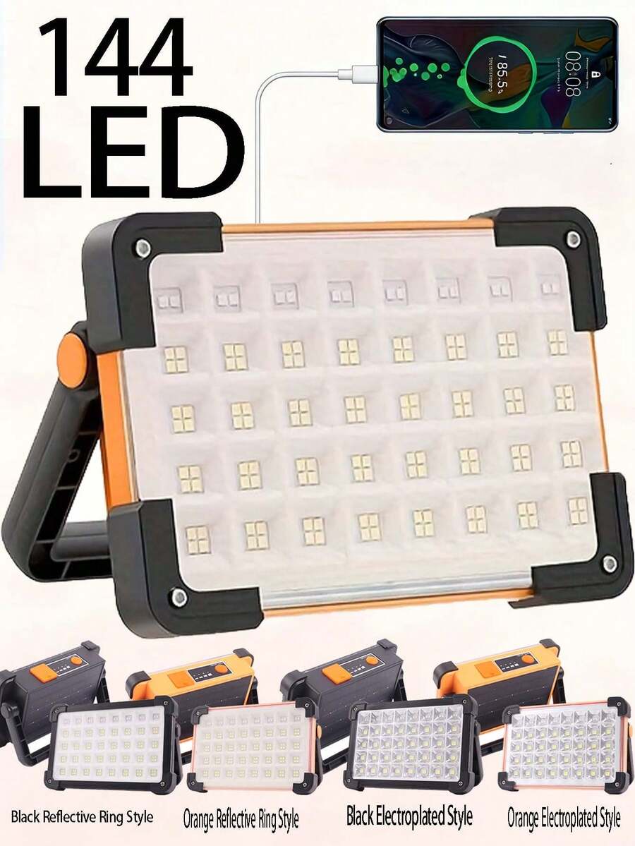 1/2pcs Outdoor Solar Lights, 144 LED Safety Lighting, Camping Lantern, 3*1200mAh High Capacity Battery, Portable Power Bank, 4 Lighting Modes, Waterproof Flashlight Emergency Lamp