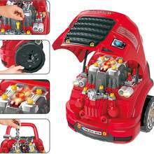 Role Playing Realistic Mechanic Disassembling Building Toy Truck With Remote Control Key - Red - View 9