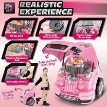 Role Playing Realistic Mechanic Disassembling Building Toy Truck With Remote Control Key - Pink - View 4