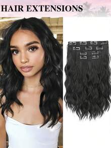 Clip-In Hair Extensions, 4pcs/Set 12-Inch Short Wavy Hair Pieces, Invisible Hair Fringe, Soft Synthetic Fiber Material, Suitable For Women's Daily Wear - Multicolor - View 15