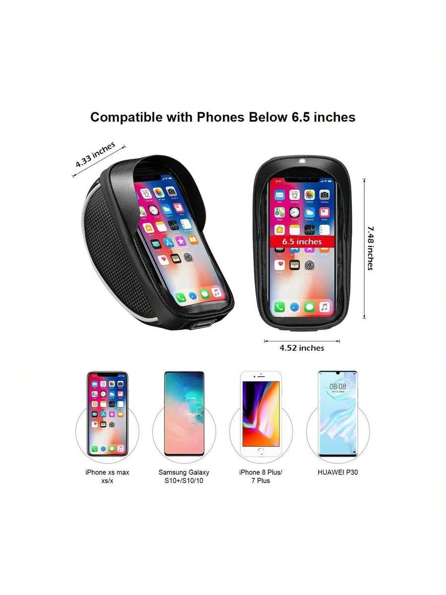 - Bolsa para teléfono de bicicleta con cuadro frontal - Soporte impermeable para teléfono de bicicleta - Bolsa para manillar de bicicleta con tubo superior para teléfonos de menos de 6,8,41116398 - Multicolor - Ver 1
