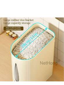 Large Airtight Rice Dispenser 5/10kg Storage Container, Kitchen Food Sealed Box - White - View 5
