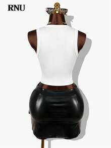 RNU Áo croptop không tay in hình 3D cơ thể người màu đen trắng dành cho nữ, phong cách Y2K, trang phục dự tiệc gợi cảm, đồ đi hộp đêm, bộ sưu tập xuân/hè mới, hẹn hò Valentine, sinh nhật, tiệc áo tắm, dạ hội tốt nghiệp, buổi hòa nhạc, kỳ nghỉ của phụ nữ, kỳ nghỉ hè. - Đen và trắng - Xem 11