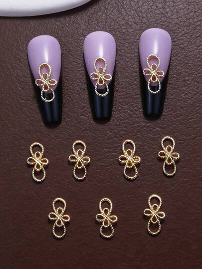 10 chiếc nơ trang trí móng tay bằng kim loại, phụ kiện làm móng DIY, dụng cụ làm móng.