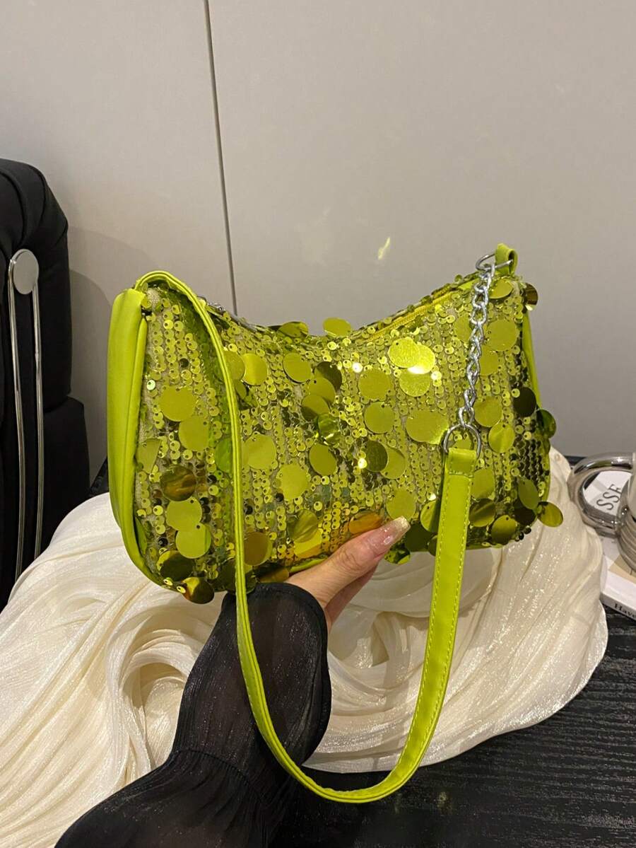 New Fashionable Versatile Chain Shoulder Bag, Underarm Handbag For Women - Green - View 1