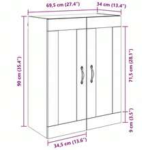 vidaXL Wandschrank Schwarz Eichen-Optik 69,5 X 34 X 90 Cm - Black - View 11