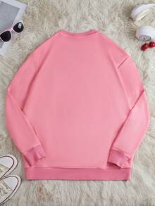 Sanrio 男士卡通印花圆领长袖休闲卫衣，冬季款 - 粉色 - 查看 2