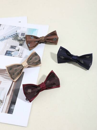 1件装时尚格子图案男士领结，适合派对、宴会和休闲场合穿着