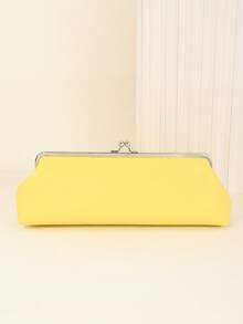 女士时尚长款纯色黄色手拿单肩包链条包优雅黄色PU皮革正式鸡尾酒会手提包，配有可拆卸链条，适合派对和约会 - 金色 - 查看 6