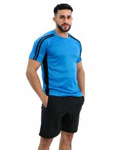 Men's Dry Fit Slim Fitness T-Shirt For Gym, Training, And Running - 藍色 - 查看 6