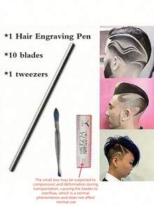 1/4pcs Professional Hair Carving Pen, Magical Hair Engraving Tool, Stainless Steel Razor Pen For Men Haircut, Eyebrow Shaping, Shaving - Multicolor - View 4
