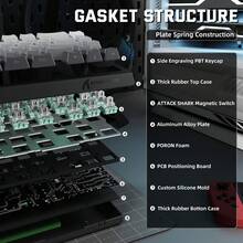 Bàn phím chơi game không dây từ tính ATTACK SHARK X68PRO HE, đèn nền RGB 3 màu, tốc độ phản hồi 8KHz, hành trình phím điều chỉnh được, công tắc từ tính, cáp xoắn ốc, dành cho PC, quà tặng Giáng sinh, phiên bản đặc biệt Giáng sinh, phiên bản giới hạn cuối năm - Đen & Đỏ/Đen/Trắng/Ánh trăng - Nhiều màu - Xem 9