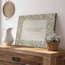 1pc His Mercies Are New Every Morning Poster, Inspirational And Motivational, Easter Decor Framed Wall Art, Wrapped Canvas Poster Vintage Prints, - Minimalist, Typography, Minimalist, Graphic Design Style, Birthday Party Decor, Decorative Wall Art for Living Room Bedroom Office, Hanging Hardware Included - Wrapped Framed Canvas, Horizontal - Lienzo enmarcado - Ver 4