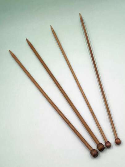 1 Set Of 35cm Long Bamboo Single-Pointed Knitting Needles, 2pcs/Set - Natural Bamboo Needles For Handmade Knitting, Sweater Knitting, Crochet, Yarn Crafts, 5.0mm 2pcs, 7.0mm 2pcs