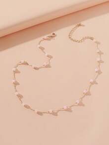 1pc Simple Fashion Cat Eye Stone Beaded Copper Chain Necklace, Suitable For Women's Daily, Date, Vacation, Nightclub Wear. The Number Of Beads May Vary Slightly, Please Refer To The Length. - Bead Chain - View 9