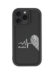 1pc Customized Phone Case,Diamond Phone Case Black And White PC Couple Style Compatible With Iphone 17pro Max/16pro Max/Air/15/14 Plus/13 Pro/12 Pro Max/11, Can Be Customized With Letters, Names, Slogans Etc., Transparent Anti-Fall, Wear-Resistant, Anti-Fingerprint TPU Soft Full-Edge Case, Ideal Choice For Personal, Partner, Family, Friend, Bestie, Birthday, Anniversary Gift - Black - View 8