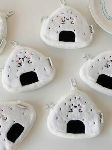 1个卡通女孩心形饭团毛绒零钱包，学生可爱配饰，耳机收纳包，数据线整理袋 - 彩色 - 查看 8