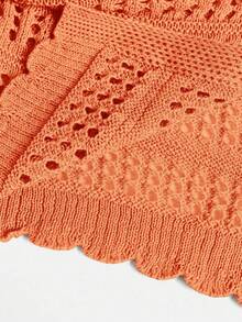 Must-Have For Spring Outdoor Fashion Travel: Women's Fashionable Transparent Knitted Tie Front Cardigan - Burgundy (Available In Multiple Colors), Slim Fit, Long Sleeves, Hollow Knitted Design, Lightweight Transparent Jacket, Spring Women's Casual And Formal Layered Top, Versatile Jacket For All Seasons | Suitable For Family, Leisure, Travel, Office | All Age Groups (Teenagers To Adults) | Spring Valentine's Day Gift - Màu cam* Kiểu dáng mỏng nhẹ mùa xuân - Xem 4