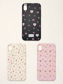 Bow-Knot 3pcs Floral & Bow Print Phone Cases, Sweet Romantic Cute Style, Compatible With IPhone 11, 17 Pro Max, 17 Pro, 15, 13 Pro Max, Galaxy, S24 Ultra, S25 Ultra - Multicolor - View 46