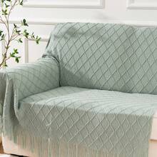 Sage Green Knit Throw Blanket For Couch Sofa, Living Room, Decorative Light Blue Throws For Foot Of Bed, Spring Knitted Blanket Throw - Cây xô thơm xanh - Xem 5