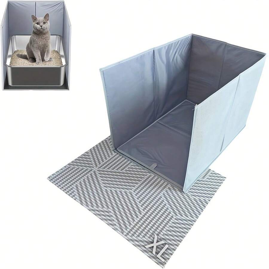 Cat Litter Box Fence, Cat Litter Box Anti Dirty Cover, Dirty Cat Litter Box Fence - Light Grey - View 1