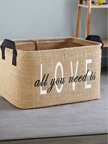 Jute Wardrobe Laundry Organizer, Kids Room Toy Organizer, Foldable Storage Basket 25x18x15 - Multicolored - View 2