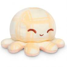 TeeTurtle - The Original Reversible Octopus Plushie - Love + Hate - Cute Sensory Fidget Stuffed Animals That Show Your Mood - Perfect For Valentine's Day! 4 Inch - Tan Plaid + Peach - 查看 2