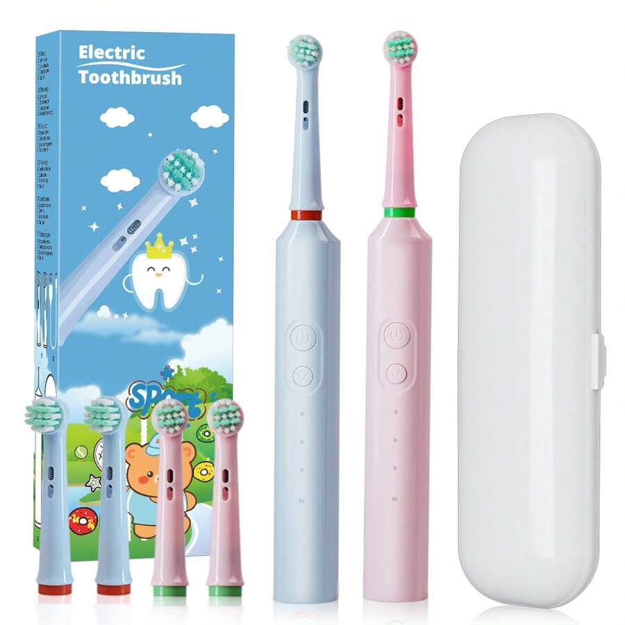 Orinatola Kids Electric Toothbrush, Comes With 4 Brush Heads, USB Rechargeable, 3 Cleaning Modes, Includes Travel Case And Cartoon Stickers, Built-In 600mAh Battery, Suitable For Children 3+ Years Old - Multicolor - View 1