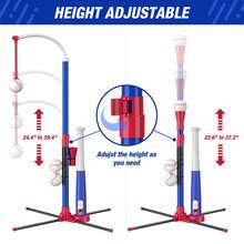 HYES 4 In 1 T Ball Sets For Kids 3-5 With Toss And Catch Ball Set, Hanging Tee Stand With Auto Pitching Machine/ 2 Bats, Indoor Outdoor Toys Birthday Baseball Gifts For Toddler Boys Girls, Blue - Blue- - View 6