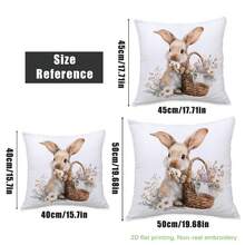 MEMNUN 4pcs Watercolor Floral Basket & Rabbit Print Polyester Decorative Throw Pillow Covers [No Pillow Insert], 17.7*17.7in(45*45cm), [Single-Sided Printing], Easter Spring Theme Cushion Covers For Sofa, Bed, Living Room, Bedroom, Car, Office, Hotel Decor, Perfect Gift For Family And Friends - Multicolor - View 3