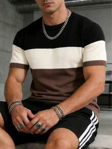 GRDR Men's Summer Round Neck Short Sleeve Knit Sweater, Suitable For Summer Activities, Essential For Fashionable Outfits - Black - View 2