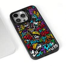 Esta elegante funda con diseño de grafiti y calavera es compatible con los modelos  17, 16, 15, 14 Pro Max, 13, 12, 11, XR y XS Plus. Fabricada en silicona TPU, ofrece protección contra golpes y caídas, además de una sensación superior. Es un regalo ideal para familiares, amigos y seres queridos, y una opción perfecta para San Valentín.fundas para ,fundas,accesorios para celular,fundas para celular,fundas para  13,funda  13,funda  16,funda  17 pro max,funda  15,fundas para  16,fundas  11,fundas ,Soporte magnético - Negro - Ver 2