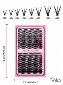 400簇假睫毛，0.07毫米粗，D卷度，俄式卷，30排，30D+40D+50D，长度10-16毫米混合，适合初学者，睫毛嫁接套装 - 可重复使用，自然款及角色扮演款3D假睫毛 - 藍色 - 查看 6